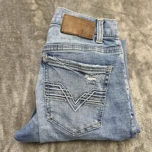 BKE Jeans Mens 28x30 Alec Straight Leg Light Wash Whiskered Distressed Pants